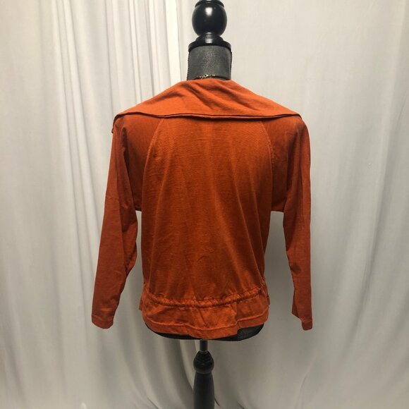 Michael Carrie Shirt Womens Size Medium Rust Orange Button Up Wide Collar Top - Picture 5 of 7